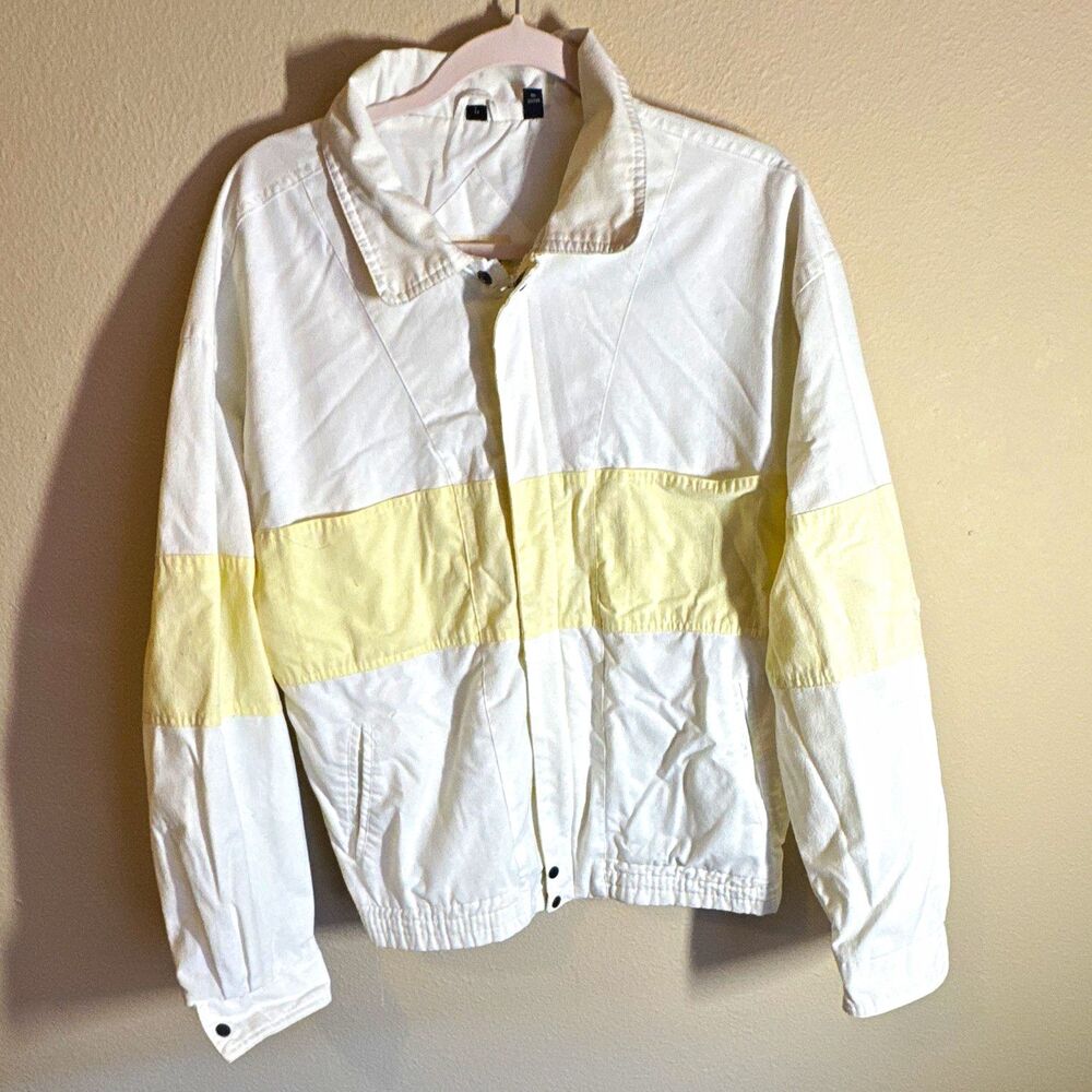 St. John's Bay Men’s Colorblock Button Jacket w/ Pockets Size L White/Yellow